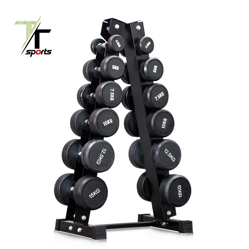 TTSPORTS spor salonu Fitness ticari dambıl ağırlıkları Set siyah dökme demir ağır halter 10kg 25kg Pu dambıl seti