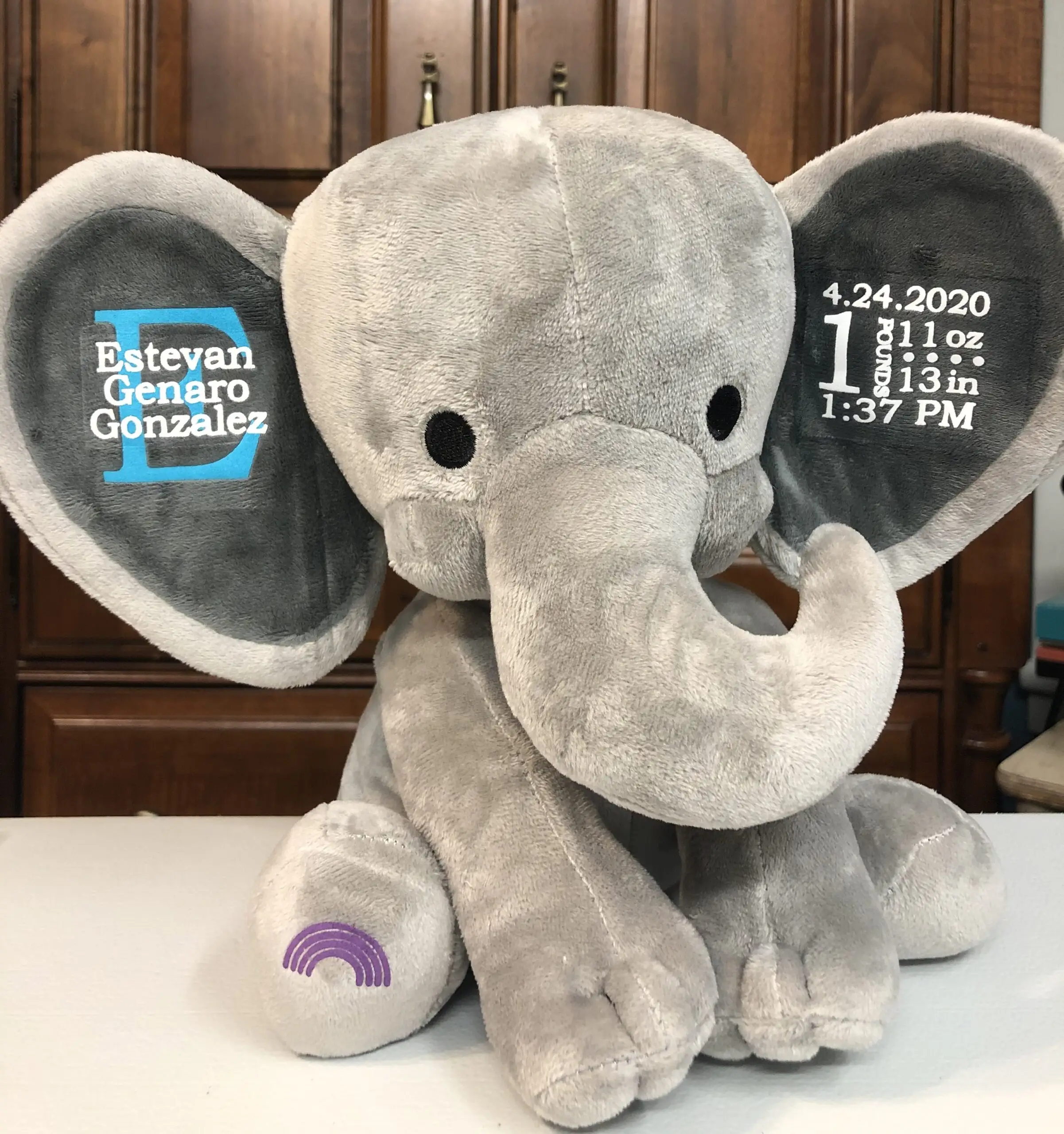 Elefante de pelúcia fofo pequeno, brinquedo de pelúcia