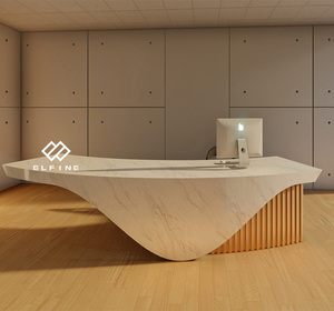 豪华设计商务风格标准尺寸亚克力实心表面曲面接待台 - Product Image 6