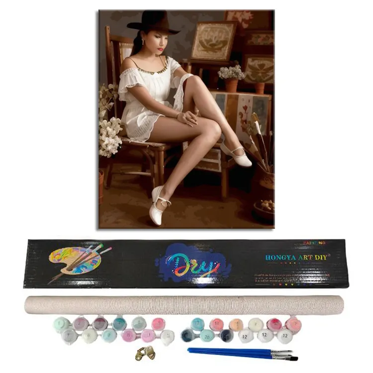 Hot selling adult DIY painting by numbers digital oil painting canvas painting kit
