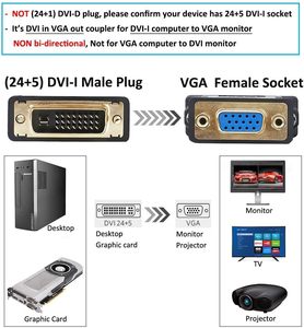 <strong>DVI</strong>-I Converter 24+5 Port <strong>DVI</strong> Male VGA Female Adapter Directional Connection for <strong>Computer</strong> <strong>Monitor</strong> Old Video Card Digital Cable - Product Image 4
