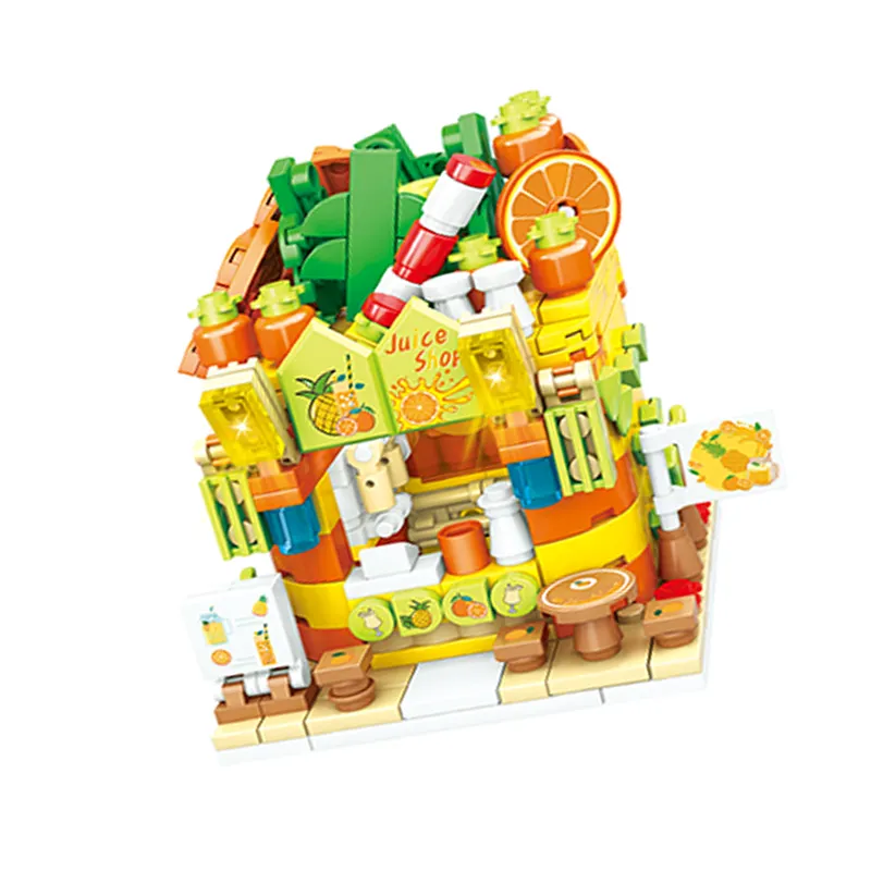 New Building Blocks Toy Christmas Cingerbread House Open-airfor fresh fruits candy store dessert Mini building block toy