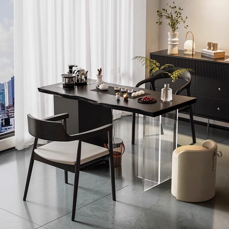Mesa de té empotrada negra de 1,0 metros para un anfitrión y un invitado