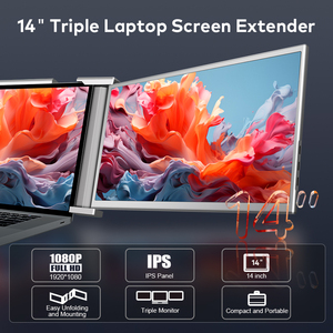 Monitor de ordenador multipantalla de 14 pulgadas con doble pantalla LCD IPS FHD de 1080P, extensor de pantalla de ordenador portátil, Monitor portátil triple dual