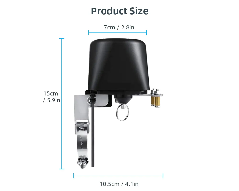 Válvula de cierre de agua eléctrica inteligente Tuya, válvula de fácil instalación impermeable IP66 con wifi, tamaño de tubería de agua de 1/2 "y 3/4"