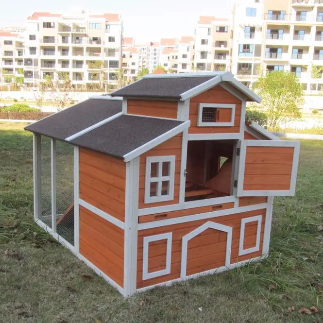 큰 달리기를 가진 나무로 되는 닭 집 디자인 coop 암탉 hutch 애완 동물 집