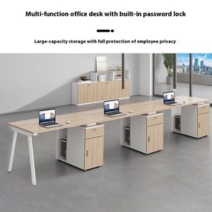 シンプルモダン4/6人固体MDFコンピュータワークステーションオフィスチェア組み合わせカードシートパネルスタイル - Product Image 4