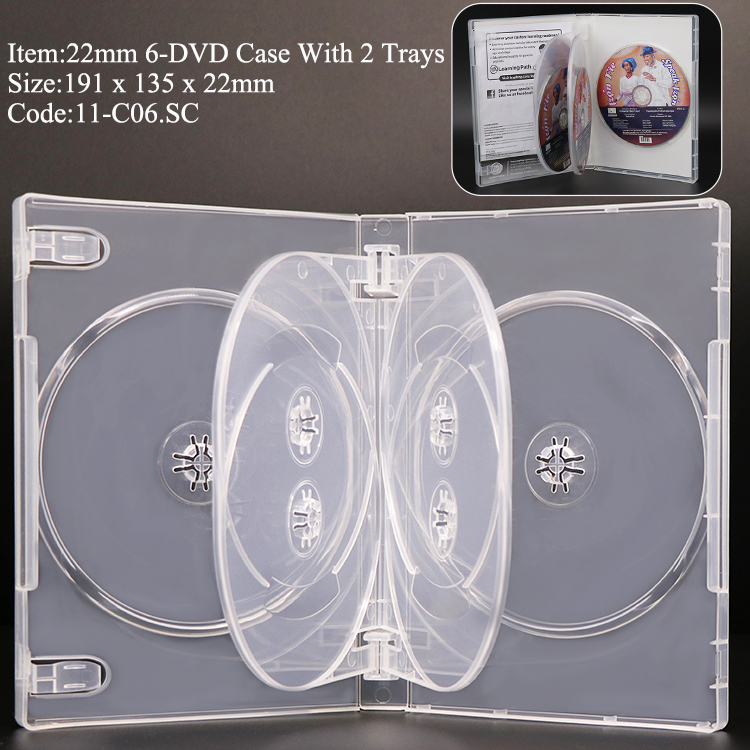 C06:22mm Boîtier 6 DVD Transparent
