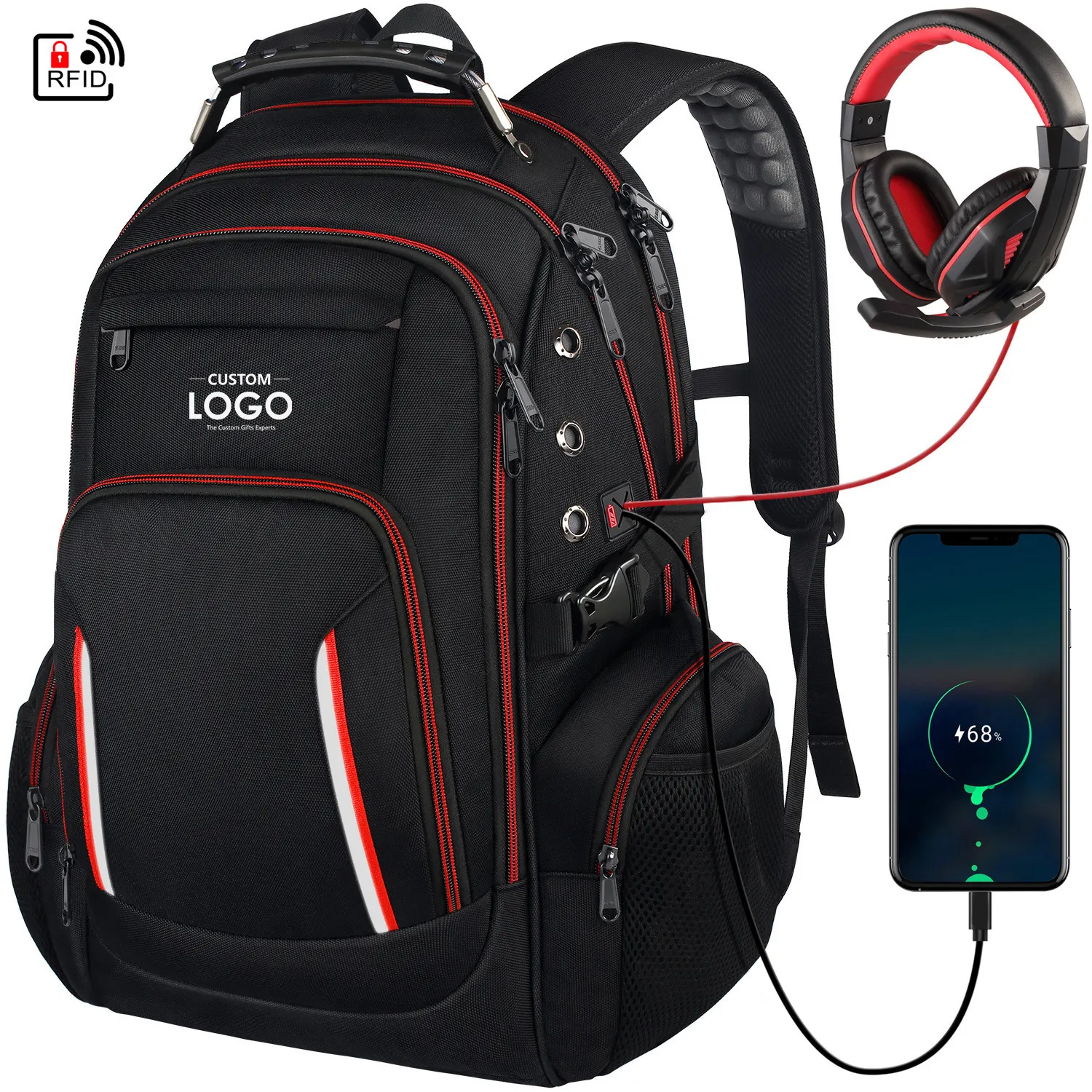 2024 nueva mochila de ocio de negocios bolso de ordenador Usb multifuncional bolso de hombro impermeable para hombres mochila de viaje al aire libre