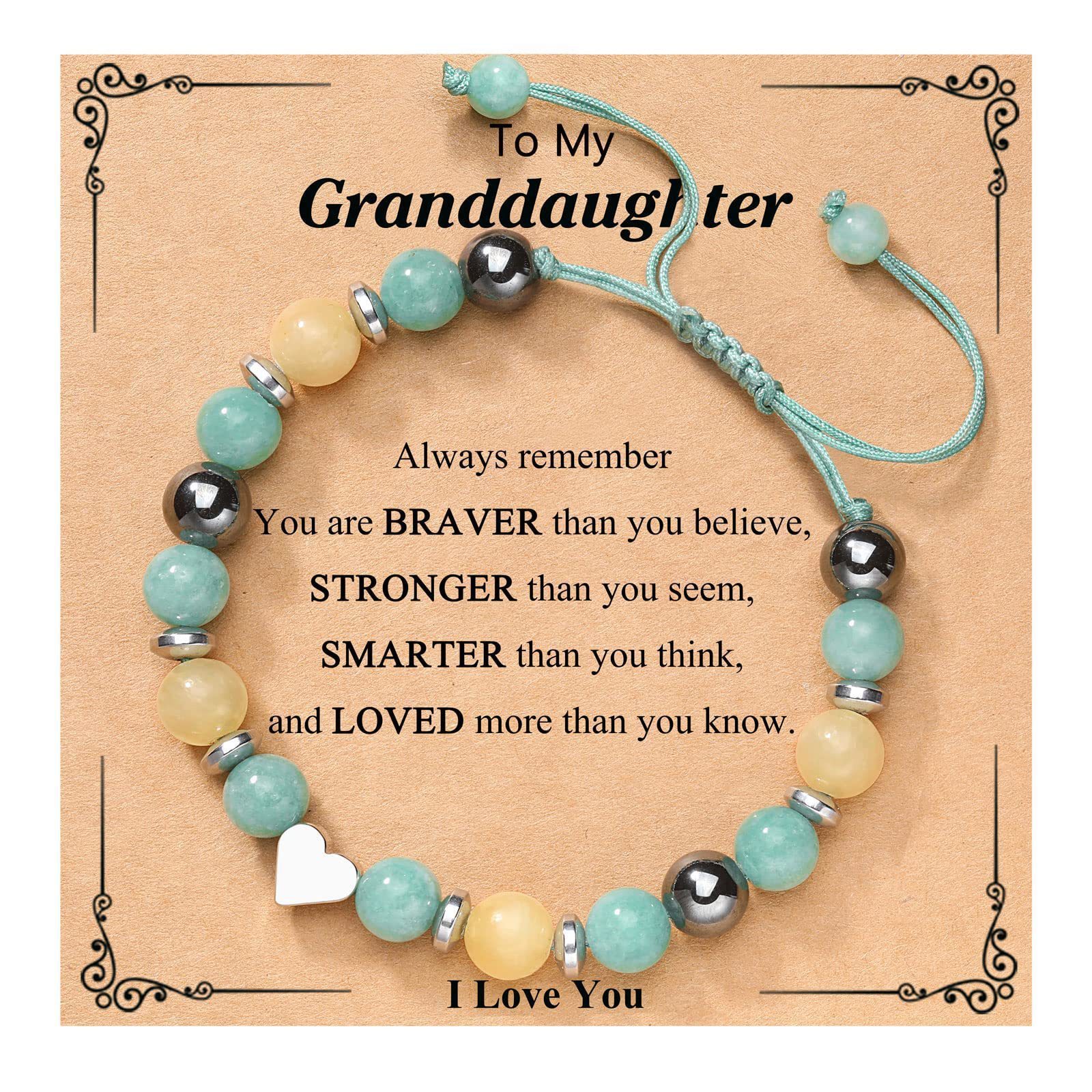 Tarjeta de la pulsera del corazón Nieta