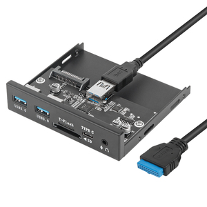 4 puertos USB 3,0 Unidad de disquete de 3,5 pulgadas Panel de expansión frontal Hub USB C SD/TF Salida de audio y entrada de micrófono para escritorio