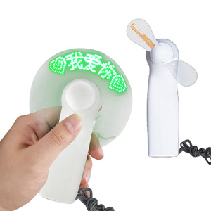Mini ventilador de mano programable LED fuerte portátil alimentado por batería Neon Glow Light-Up Favor de fiesta personal Ventilador de mensaje LED pequeño - Product Image 1