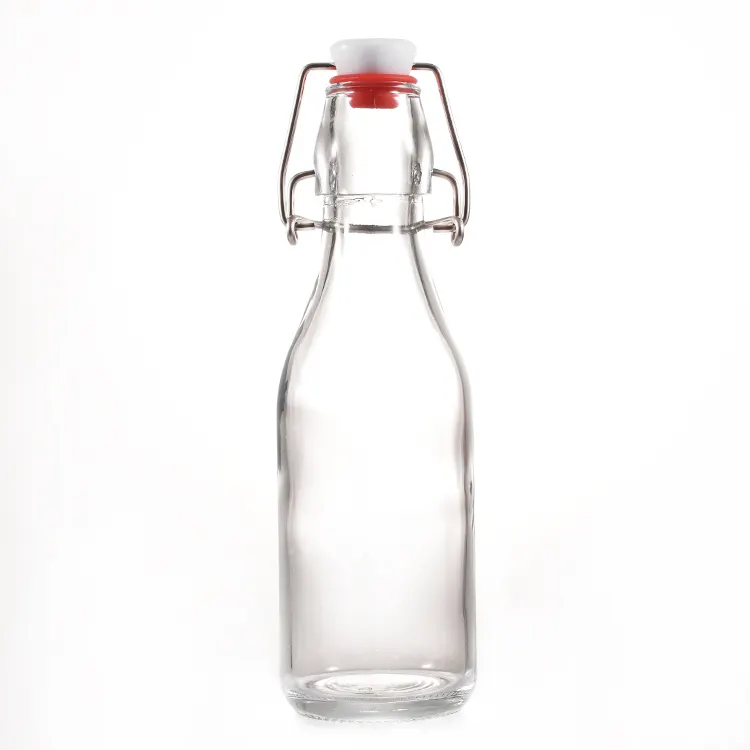 Lucency Flip Top Botellas de vidrio 250ml 8oz Small Swing Top Clear Mini Botellas de licor para manualidades Homebrew