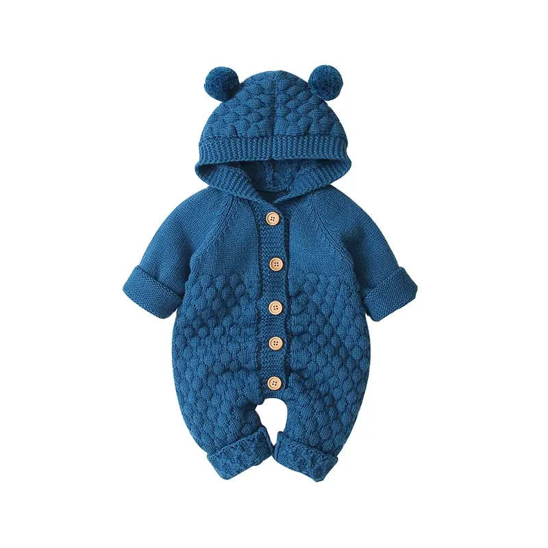 Mmixiong-ropa de dos bolas de lana para bebé recién nacido, Mono de punto con capucha, Unisex