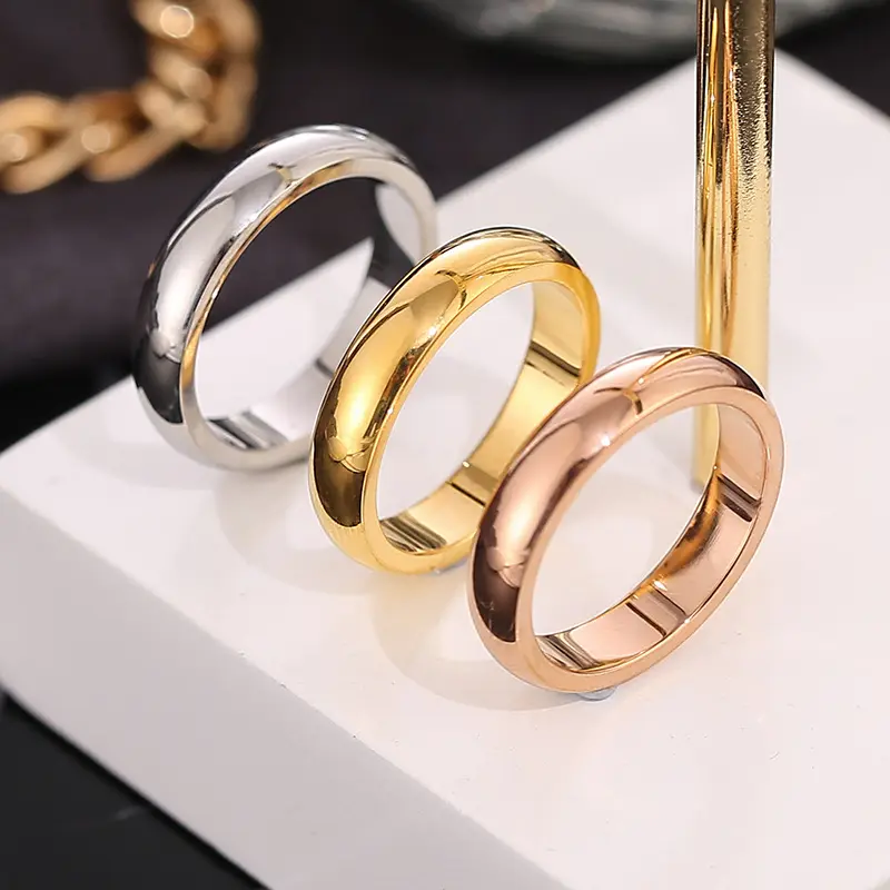 Anillo de compromiso de boda, joyería de acero de titanio, oro rosa, 316 L, Europa y América