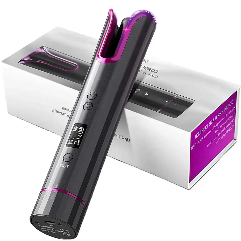 Home Salon Haars tyling Frauen New Auto Cordless Curler Tragbare automatische LCD Travel Wireless Curl USB Haar Lockens tab