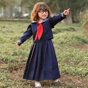 Kızlar sonbahar uzun kollu öğrenci denizci üniformaları Anime cehennem kız Cosplay kostüm kravat japon okul ile uzun elbise üniforma