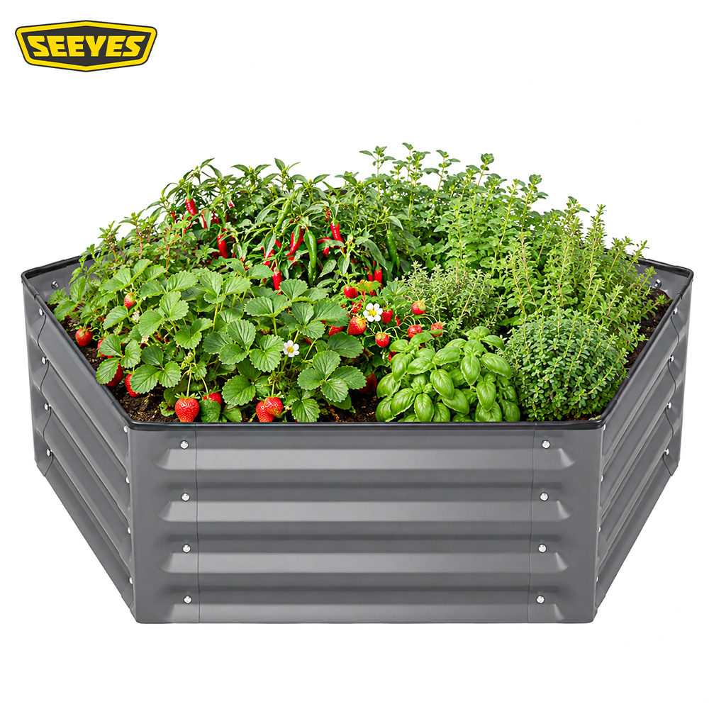 Gris profond + lit de jardin surélevé