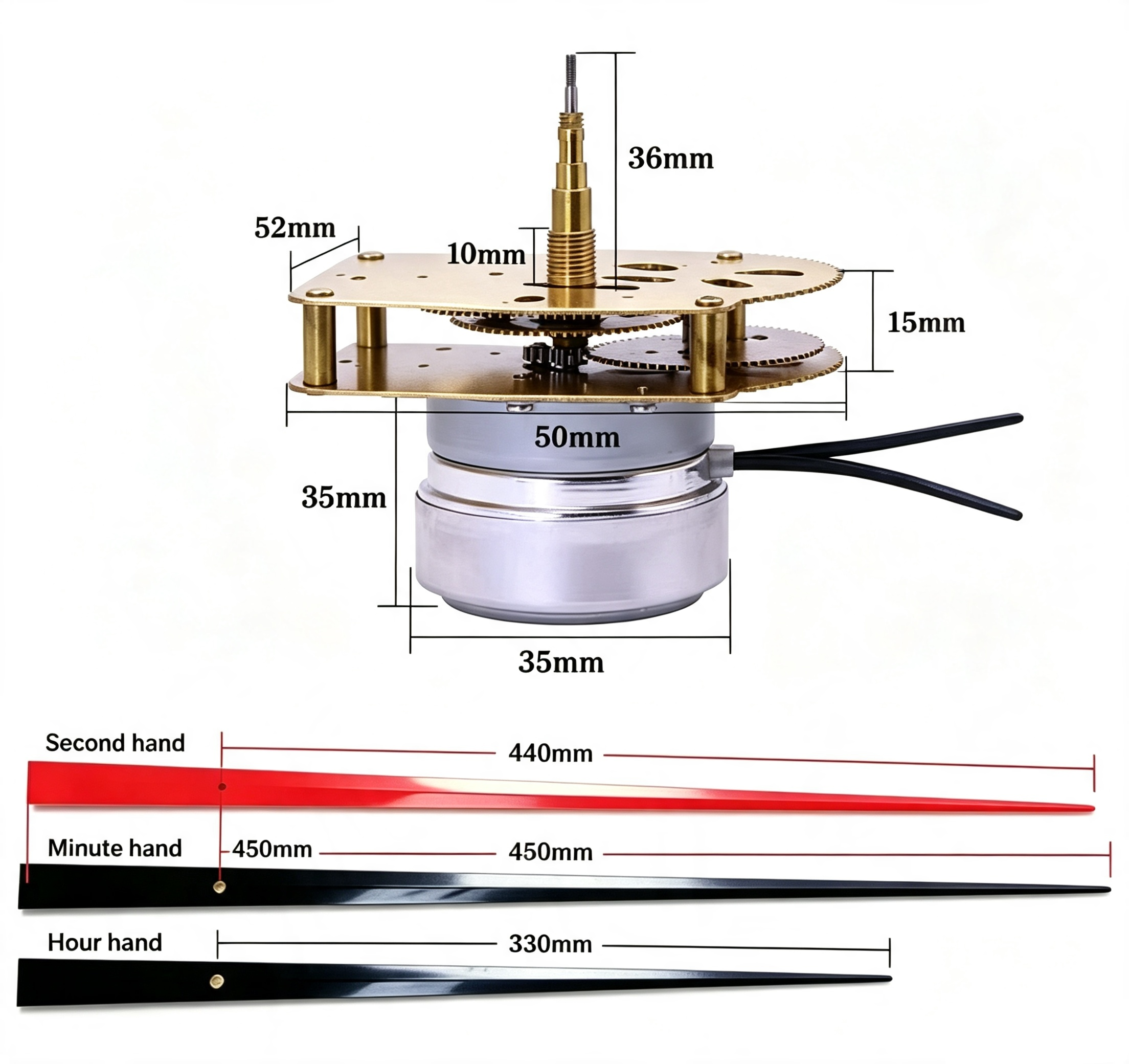 220V clock movement with 450mm black hands -2