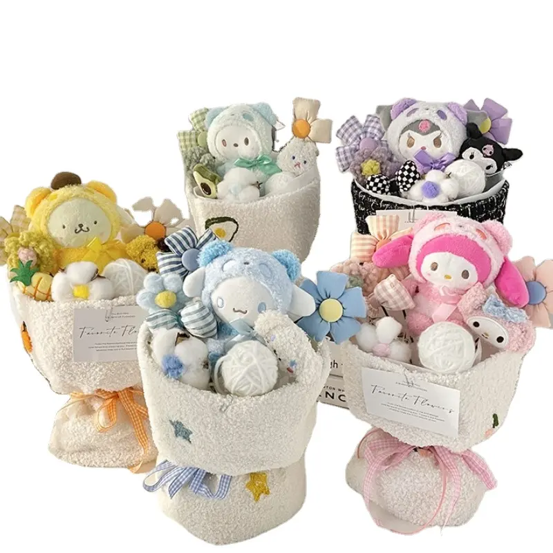 Buquê de pelúcia personalizado pronto para enviar, buquê de flores preservadas, buquê de brinquedos de pelúcia, buquê de flores, presente de dia dos namorados