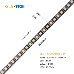 แถบไฟ LED สีแบบ RGB WS2812B พิกเซลแอดเดรส96LED 5V WS2812 SMD5050ไฟสาย rgbic มายากล - Product Image 3
