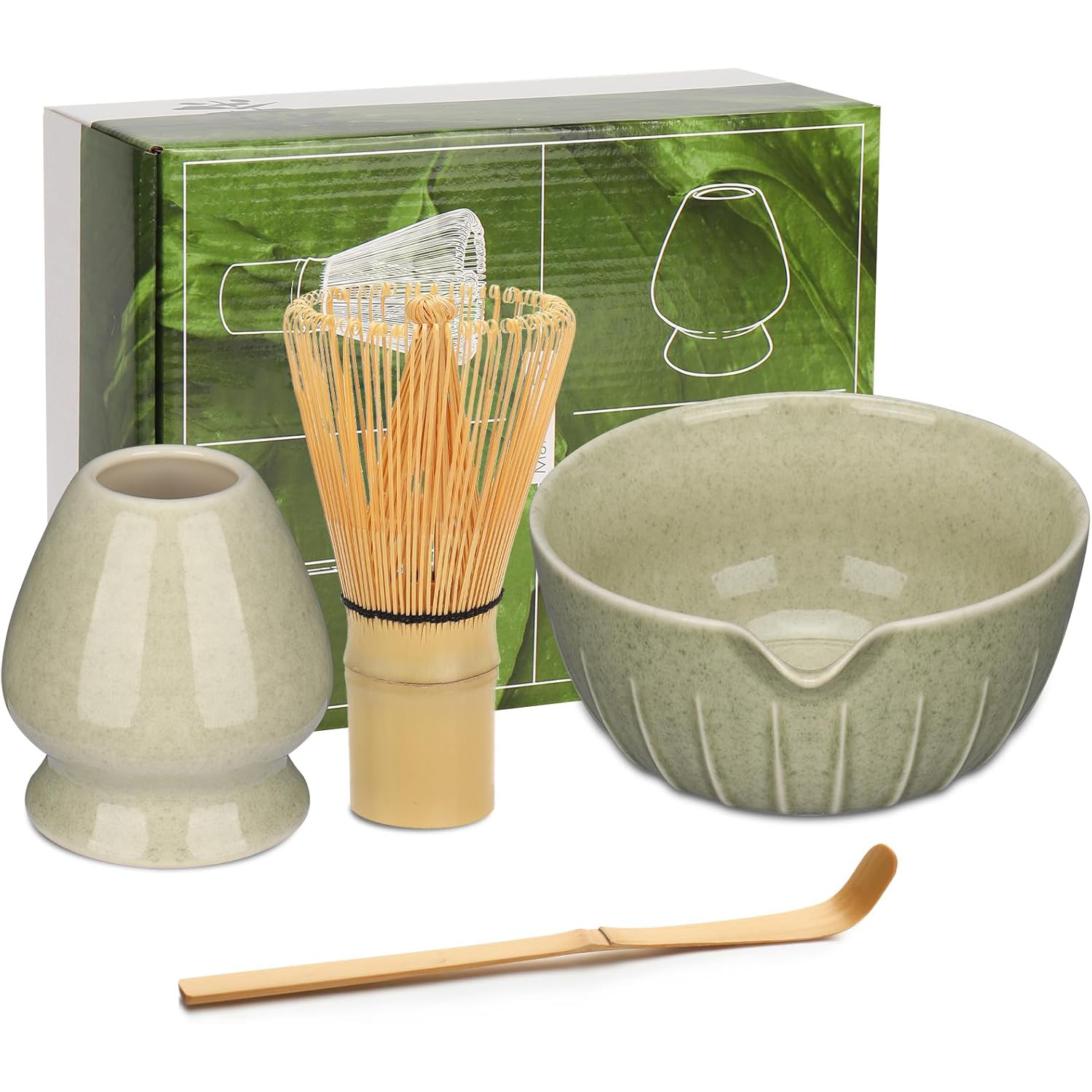 Ensemble de 4 pièces couleur matcha foncé + (boîte verte)