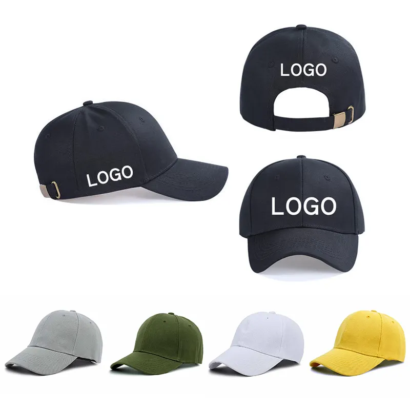 Estilo deportivo de ala curva, gorras de béisbol personalizadas de algodón unisex al por mayor, versión de color sólido, gorras de béisbol de 6 paneles para hombres