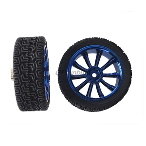 Rueda de goma de 65mm, modelo RC, neumático alargado, acoplamiento de cobre, conexión hexagonal para Arduino, chasis de coche inteligente DIY