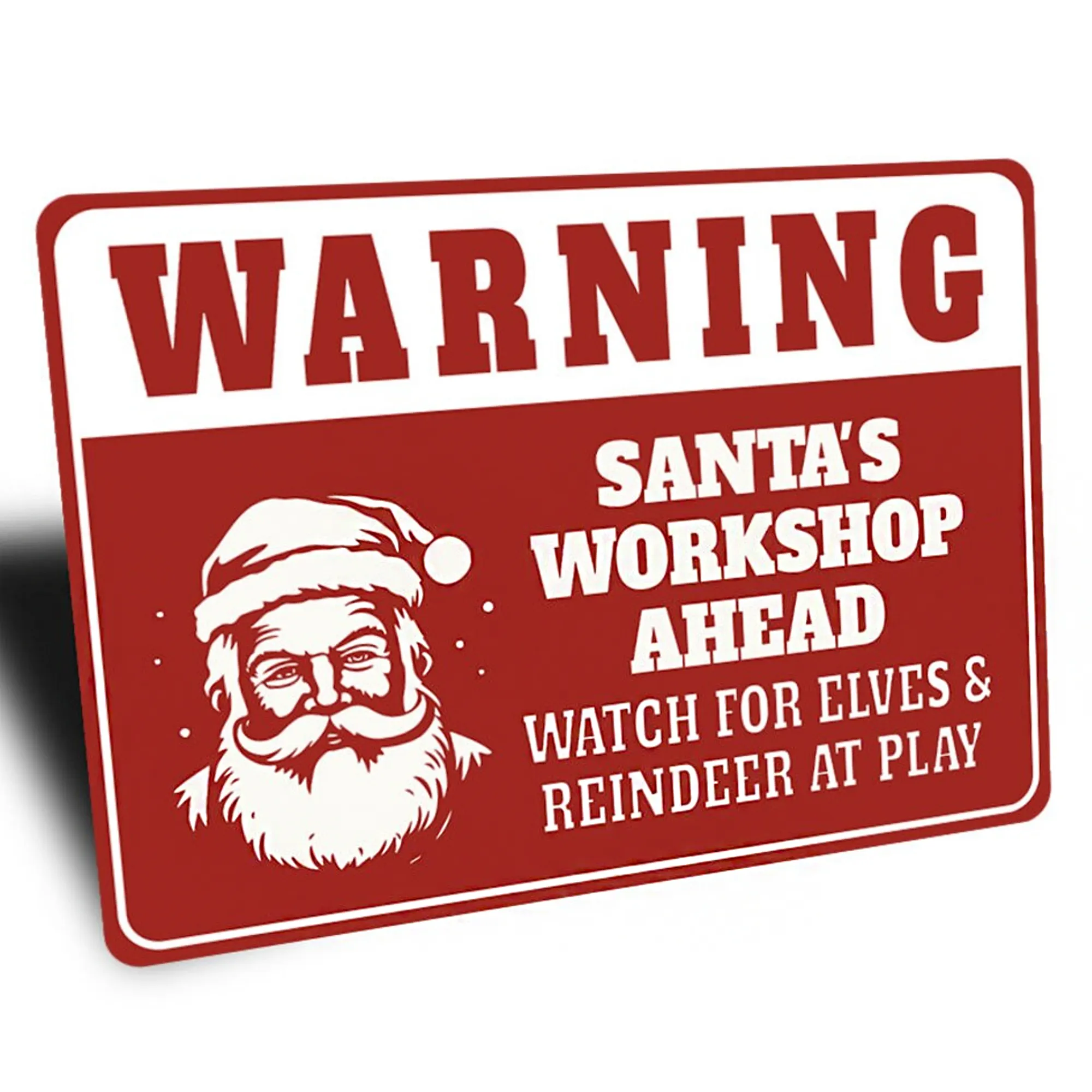Santa Workshop Sign Advertencia Santa Road Sign Gift Decor for Claus Coming - Christmas Sign 8x12icn