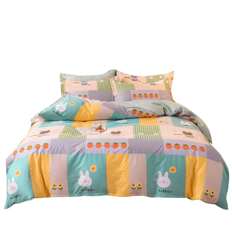 2023 new modern simple fresh cotton printed adult household bed set di quattro pezzi set di tre pezzi nel dormitorio degli studenti