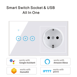 95-240V AC มัลติฟังก์ชั่อัจฉริยะแบบบูรณาการซ็อกเก็ตสวิทช์ผนัง WIFI สวิทช์สมาร์ทกับสหภาพยุโรปมาตรฐานเยอรมันซ็อกเก็ต - Product Image 4