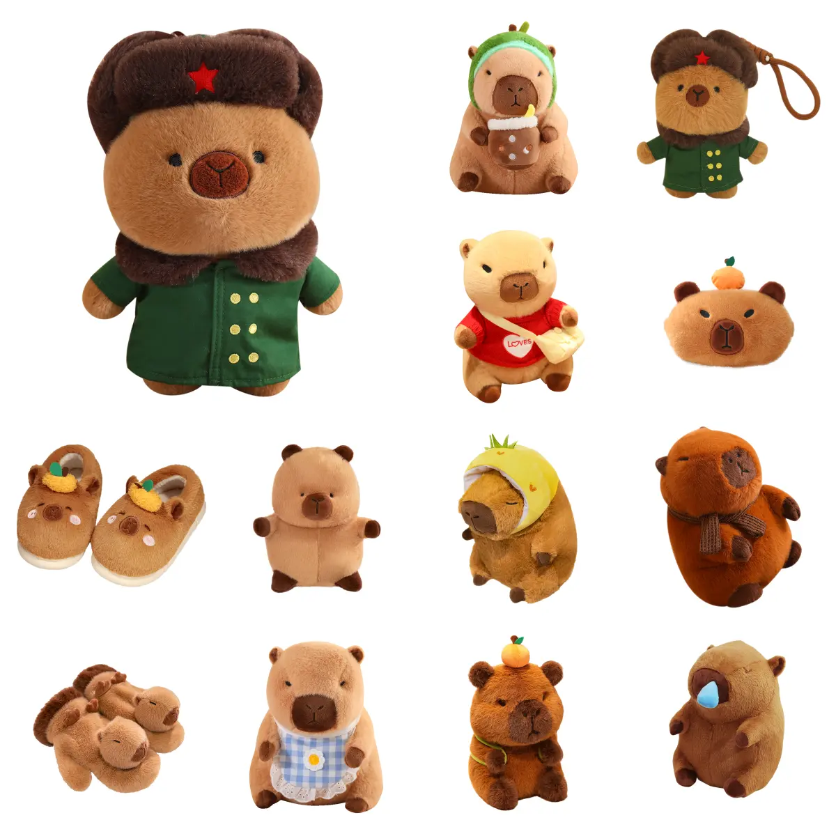 OEM kawaii and Cute Plushies Animal Doll Peluches capybara Head Covers Hanging doll Various Styles Can Be Used As Gifts