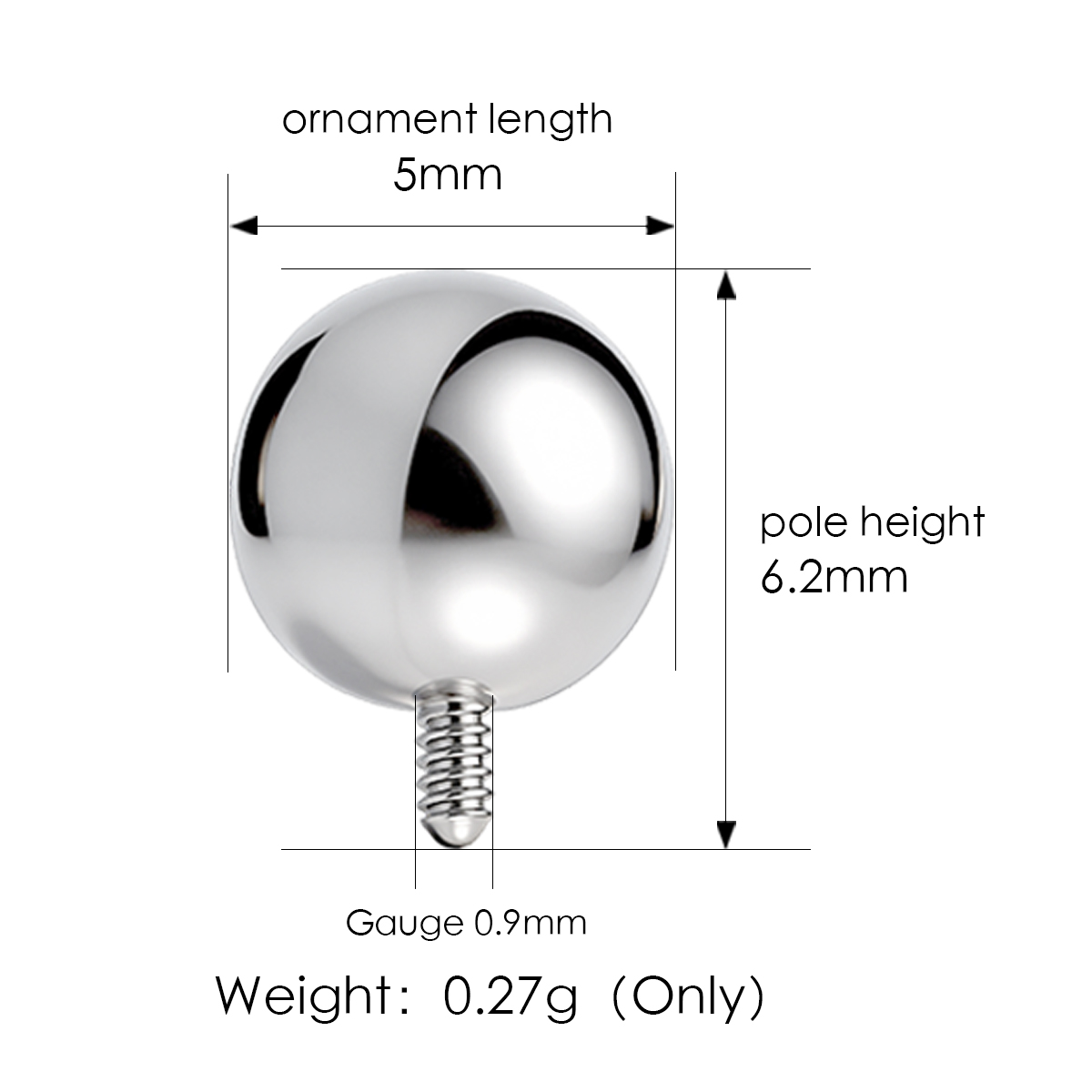 Argent-5*6.2MM