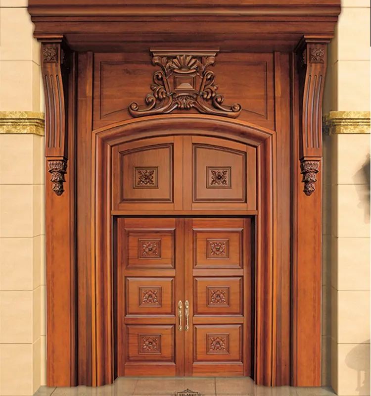 Limited-time discount wooden casement doors soundproof solid wood double leaf wood portrait doors for villa