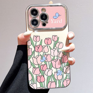 15PRO เมฆทิวลิปแบบนิ่มรวมทุกอย่างสำหรับสร้อยข้อมือ iPhone 12เคสป้องกันชุบด้วยไฟฟ้าหน้าต่างขนาดใหญ่ทนทาน TPU - Product Image 3