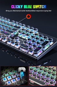 Venta caliente T75 punk Teclado mecánico portátil retro máquina de escribir multi dispositivo teclado USB impermeable teclado con trackpad - Product Image 5