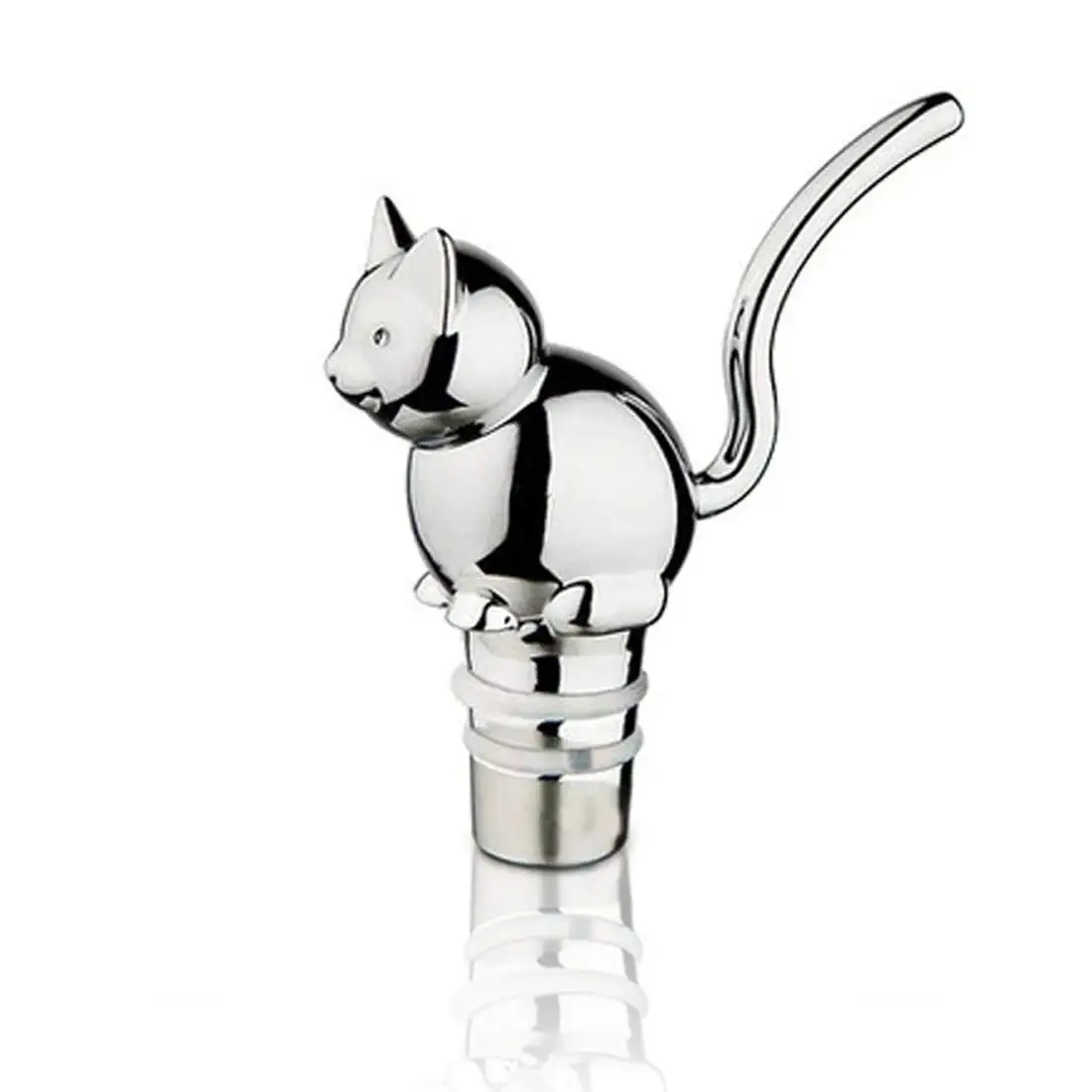 Tapón de botella de gato decorativo para Halloween con ajuste de goma de silicona Tapón de vino de acero inoxidable Tapones de vino de gato personalizados