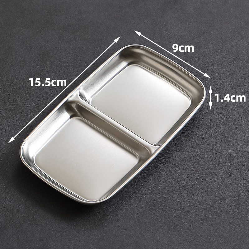 9x15.5cm double-compartment square dish (silver)