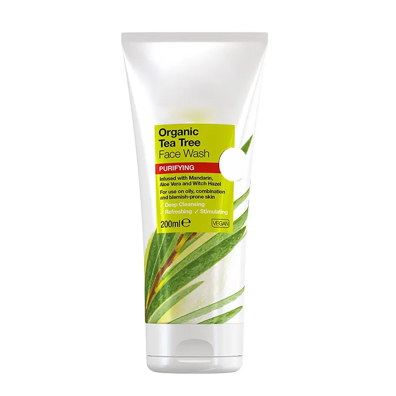 Natural Vegan Cruelty Livre Paraben SLS Livre limpador facial Anti Pimple Acne Organic Tea Tree Face Wash