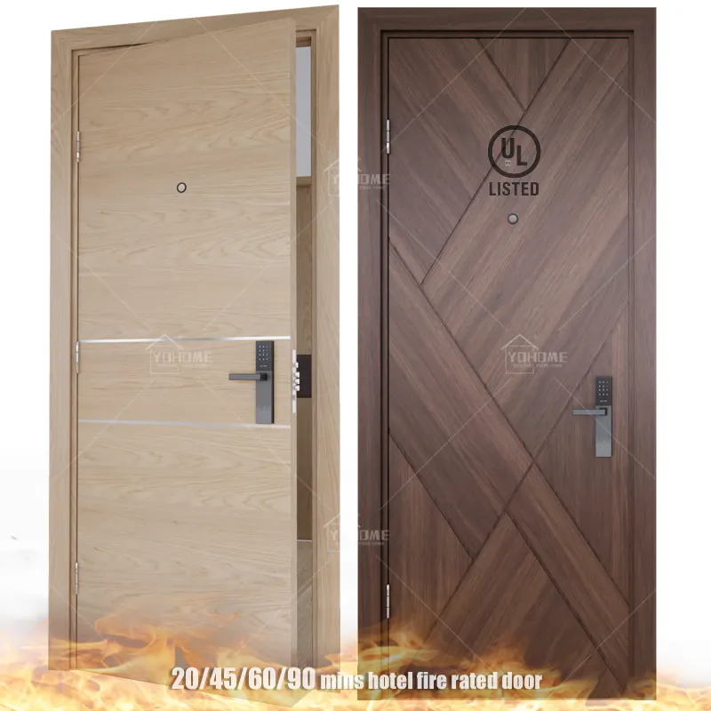 Противопожарные двери американского стандарта, фанерные деревянные двери для спальни, для квартиры, огнеупорные, Звукоизолированные двери для гостиничных номеров