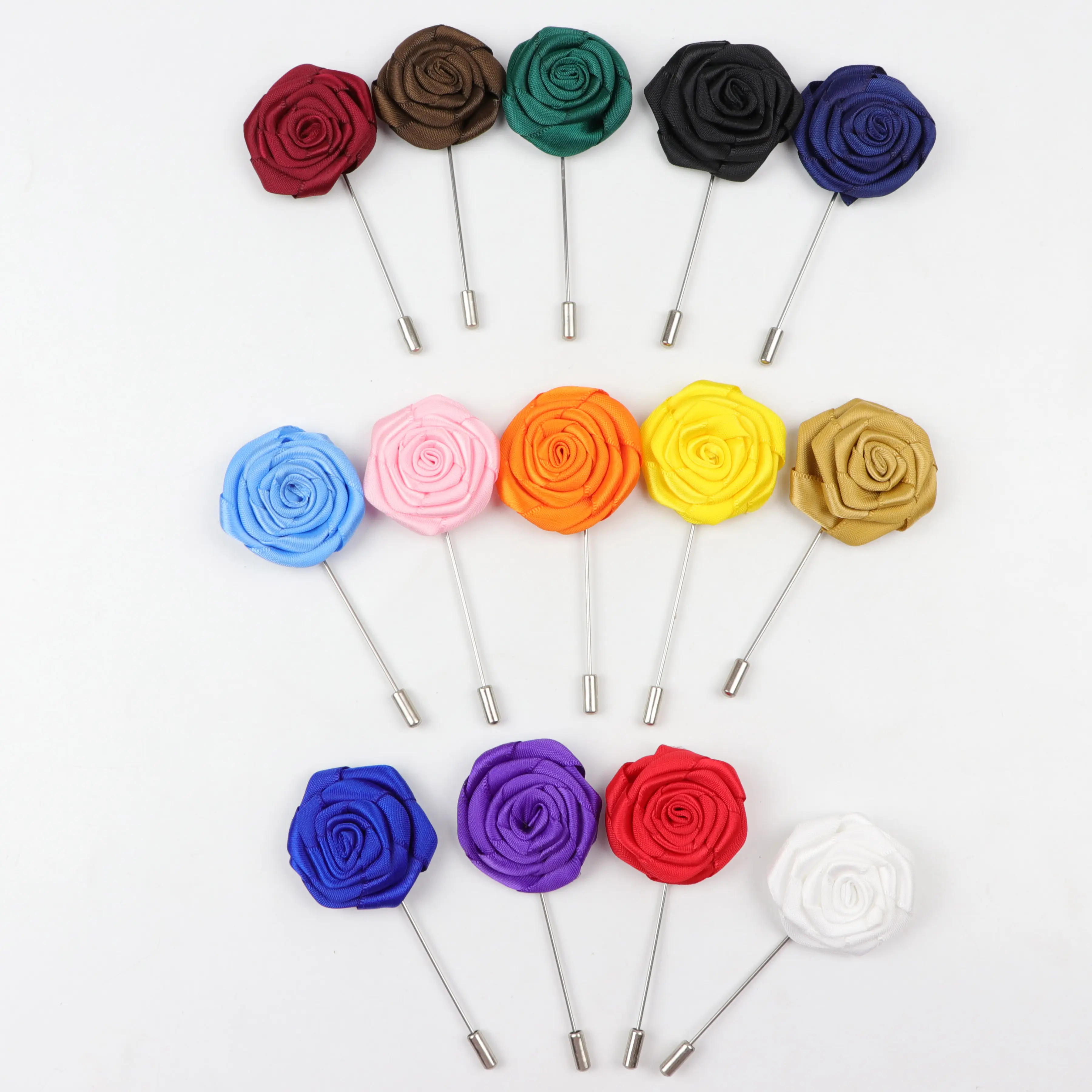 Boutonniere Pin Bros Titik Bunga, Warna-warni Kerah Dasi Pin Bros Gelombang Lencana Kain Pin Dada