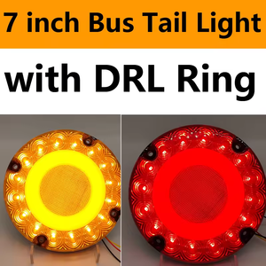 Red Amber 7 Inch Signal Lamp for School Bus Transit Vehicle <strong>Strobe</strong> LED <strong>Round</strong> Flash Turn Tail Stop Rear Brake <strong>Light</strong> with DRL Ring - Product Image 3