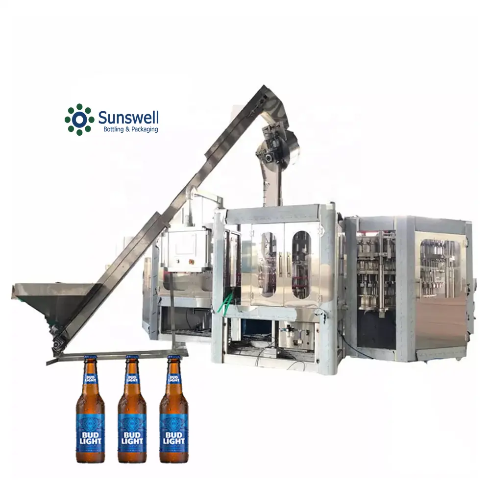 Máquina de llenado de cerveza completa completamente automática, máquina de bebidas carbonatadas a pequeña escala, precio de máquina de envasado de botellas