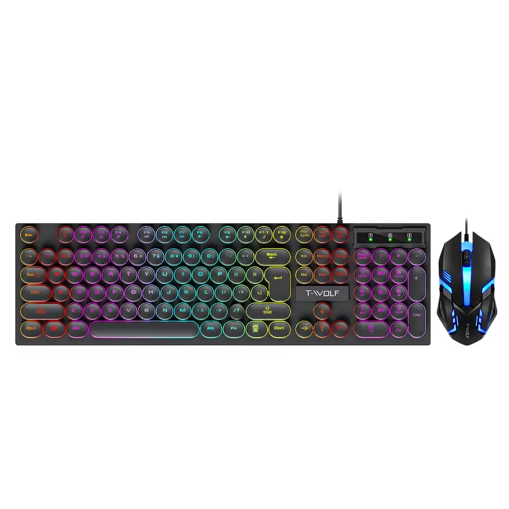 TF270 Проводная игровая клавиатура, мышь, цветная подсветка, 104 клавиши в стиле панк, клавиатура для геймера, настольного ноутбука, ПК