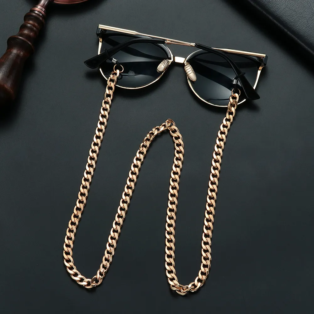 Chaînes de lunettes de lecture en métal pour femmes, 1 pièce, lanière, porte-lunettes, collier, accessoires plaqué or