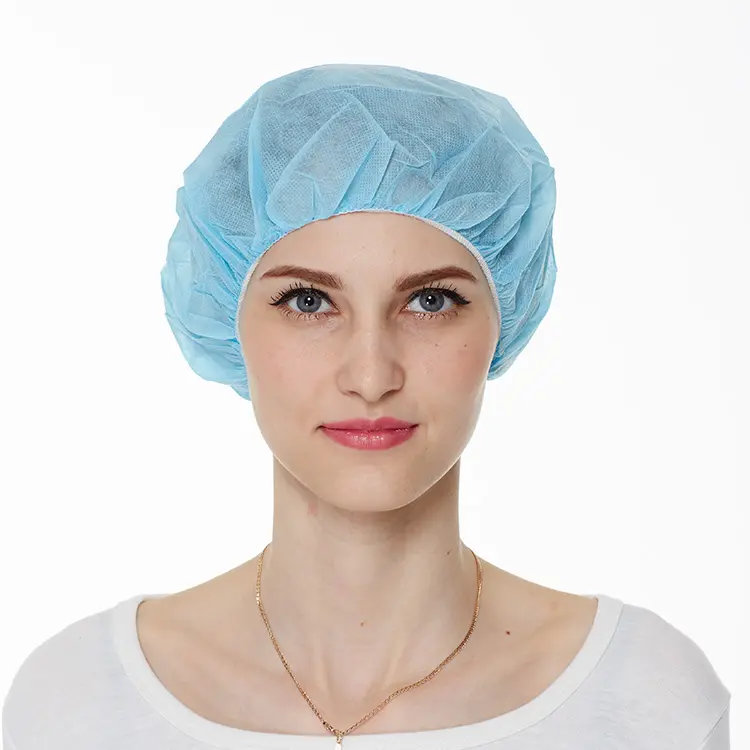 Disposable Medical Non Woven Strip Cap Bouffant Head Cover Surgical Doctor Nurse Hat Double Elastic mob caps