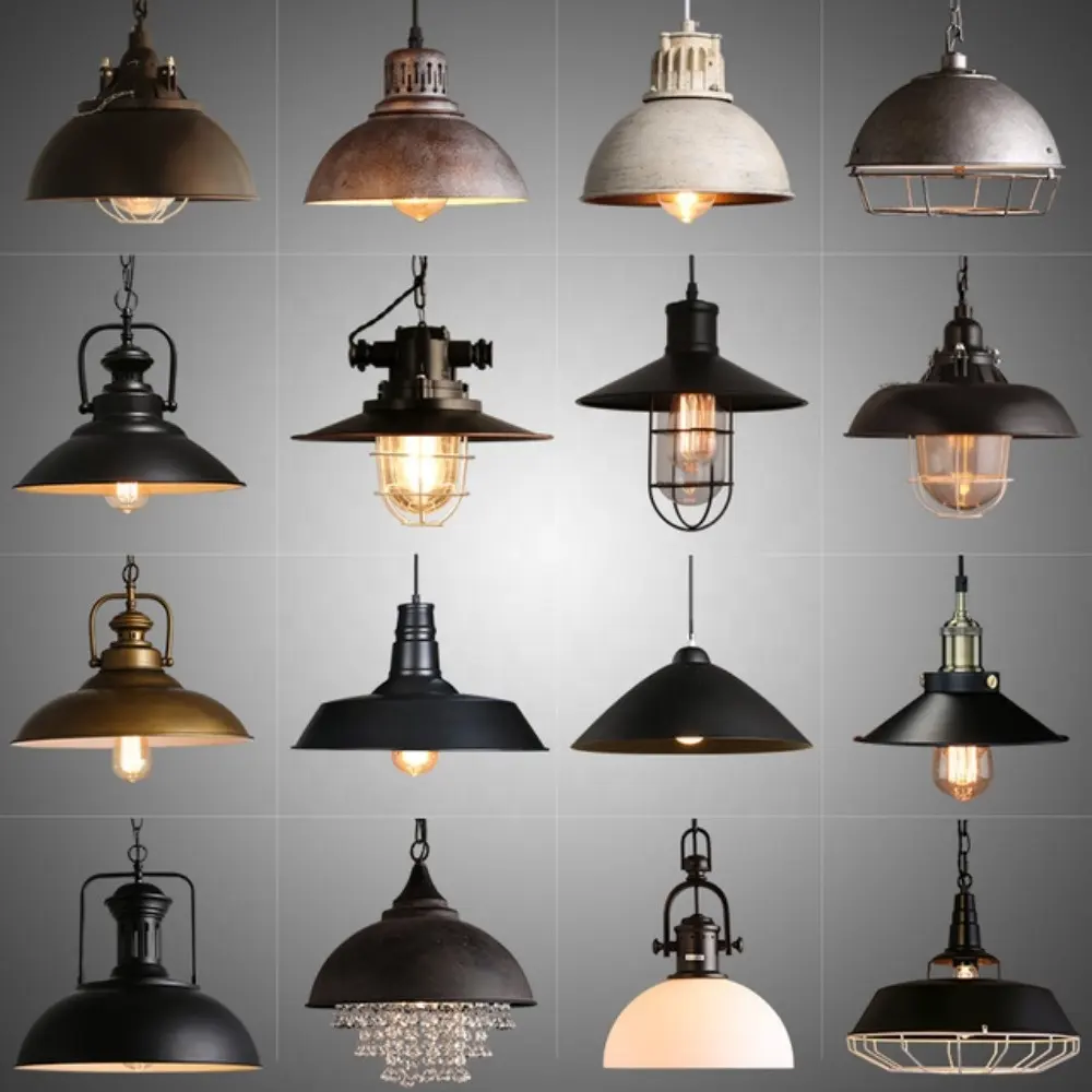 Simig lustre de iluminação, lustre americano, indústria retrô, para bar, ferro, vintage, lâmpada pingente antiga