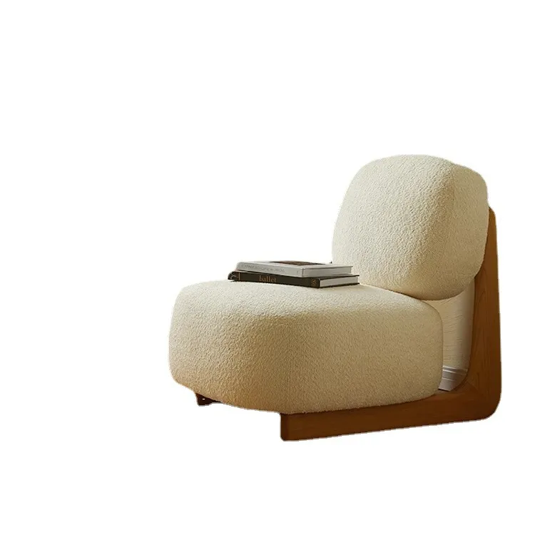 โซฟาผ้าขาไม้เตี้ยห้องนั่งเล่นโซฟาเดี่ยวสีขาวแบบอิตาลี