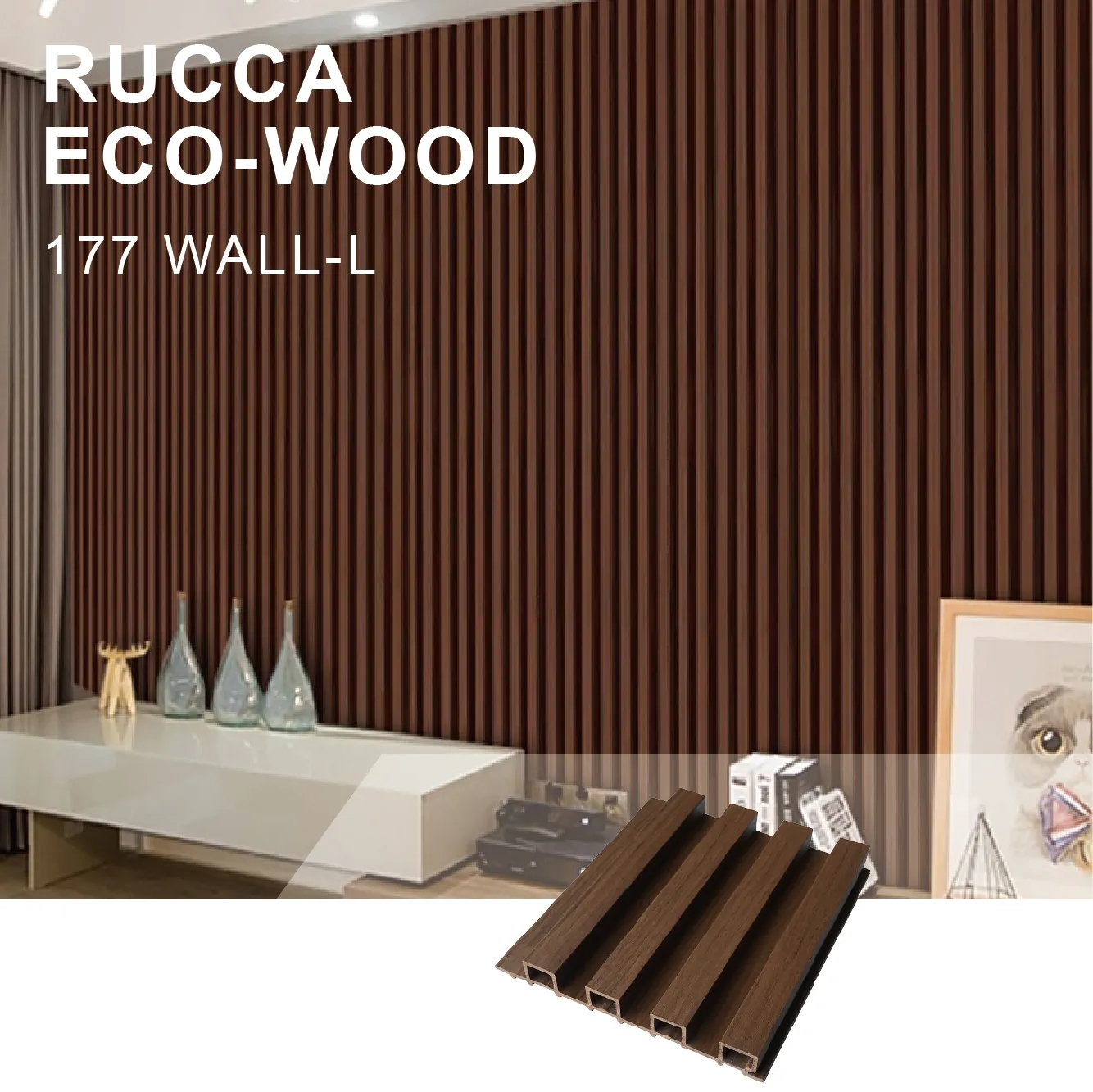 Rucca facile à installer noyer couleur Eco bois stratifié revêtement mural décoratif 177x21.5 panneaux WPC
