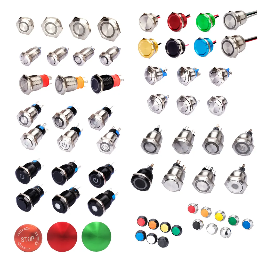 Push Button Switches 19Mm Ip67 Schroef Terminal Platte Ronde Led Rvs Arcade Momentary Button